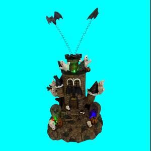 Haunted Halloween Castle 7.5" LED Lights Ghosts Bats Skulls Bones Goblincore #1